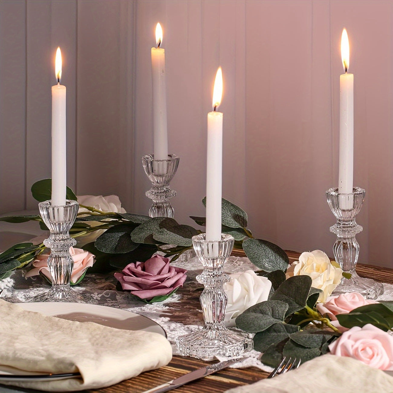 Glazen Kaarshouders Set - Groot, Geschikt Voor Feestdecoratie