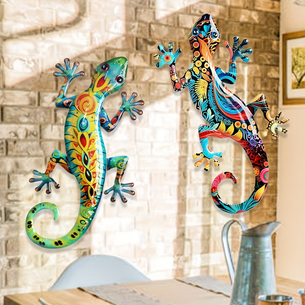 GekkoDecor - 2 stuks Grote Metalen Gekko Wanddecoratie