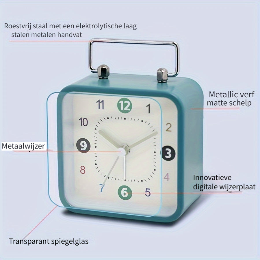 TimeCube - Vierkante Metalen Wekker met Nachtlampje en Snooze