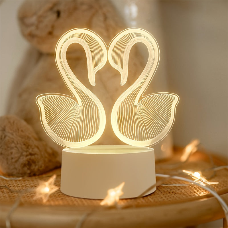 SwanLight - Candeeiro de Mesa 3D LED com Estrutura de Acrílico