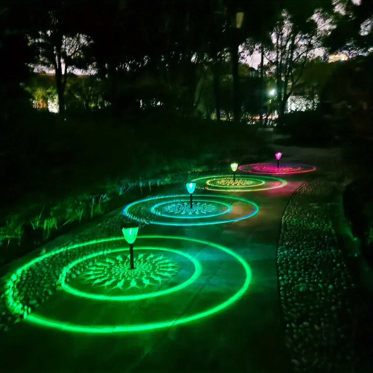 SolarGlow - 4 Pieces Solar Garden Lamps with 7 Color Gradient for Outdoor Use