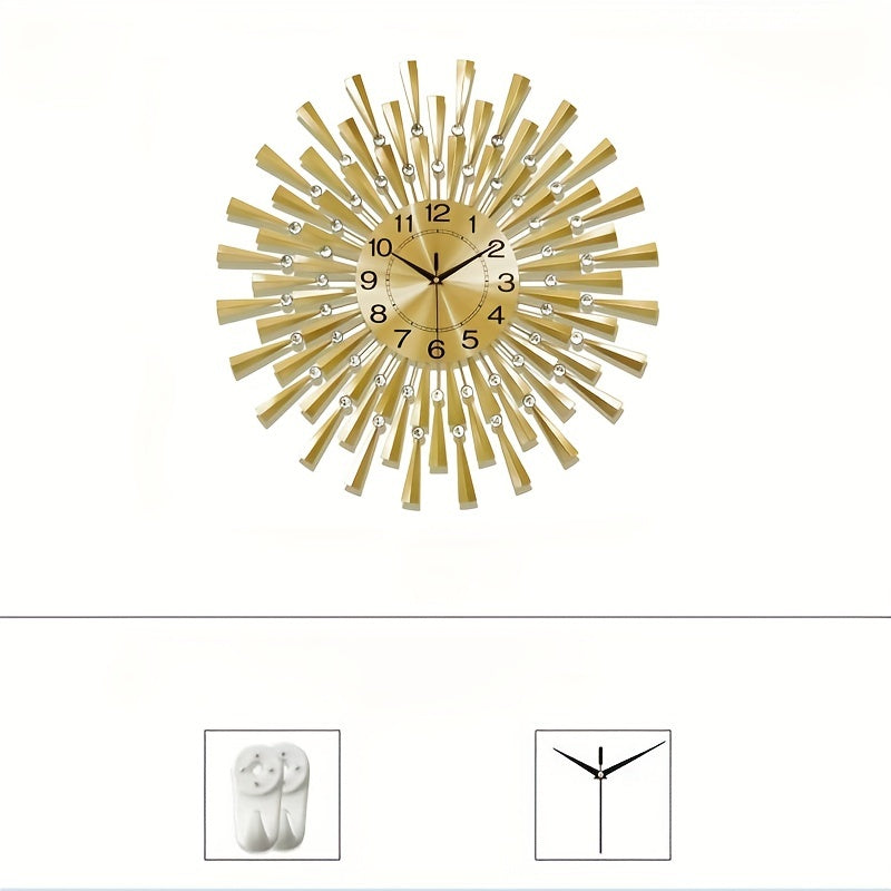 Grote Moderne Gouden Muurklok - Stille Werking voor Woonkamer, Slaapkamer & Kantoor