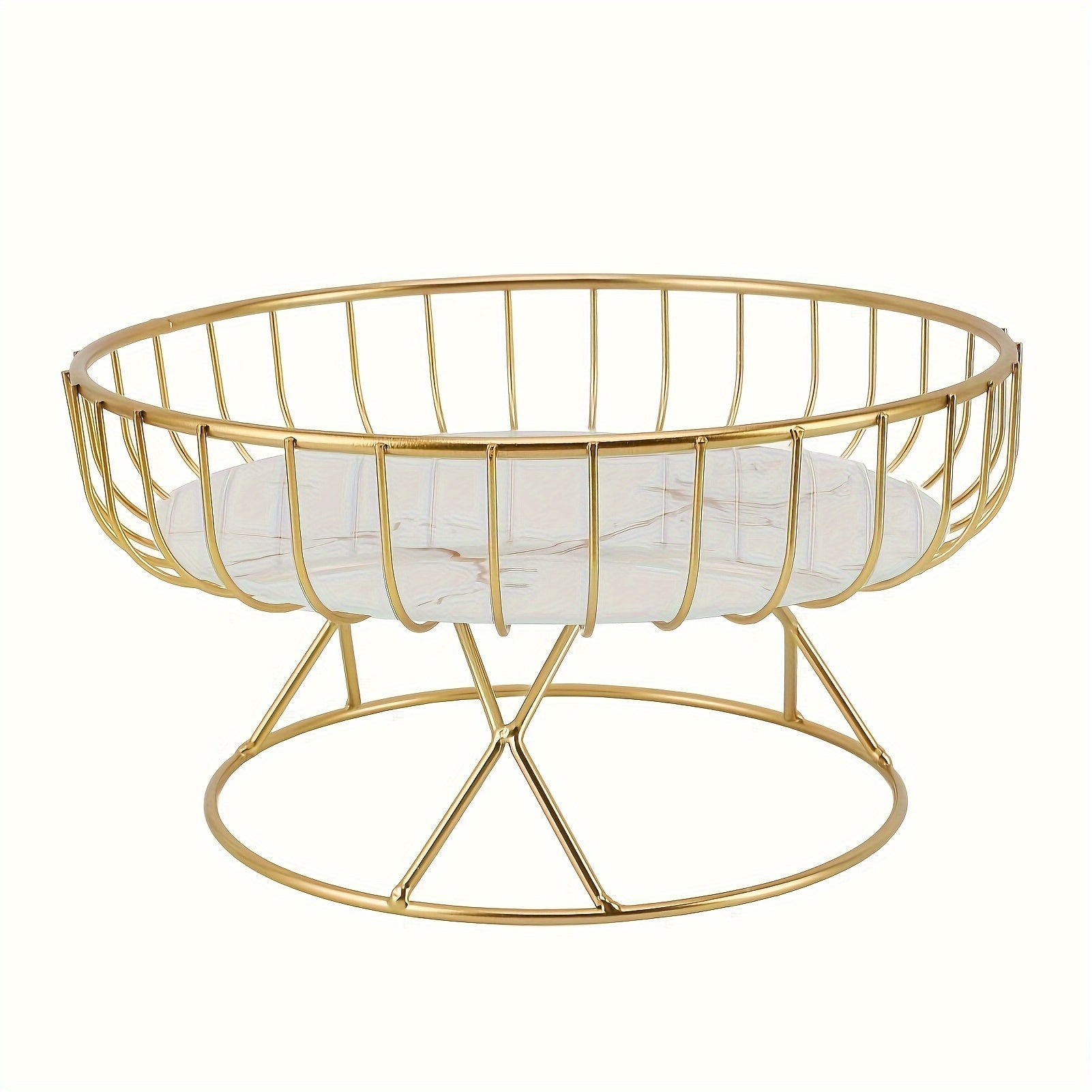 MarbleServe-Fruitkom - Geometrisch Metalen Serveerschaal met Marmeren Voet