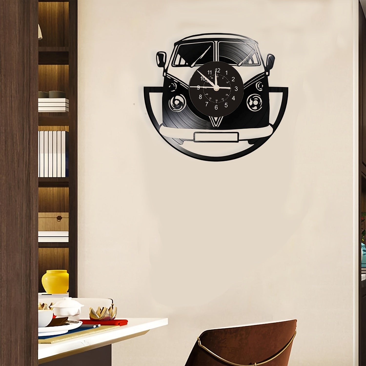 Reloj de pared de vinilo Retro Minibús - Diseño vintage para decoración del hogar