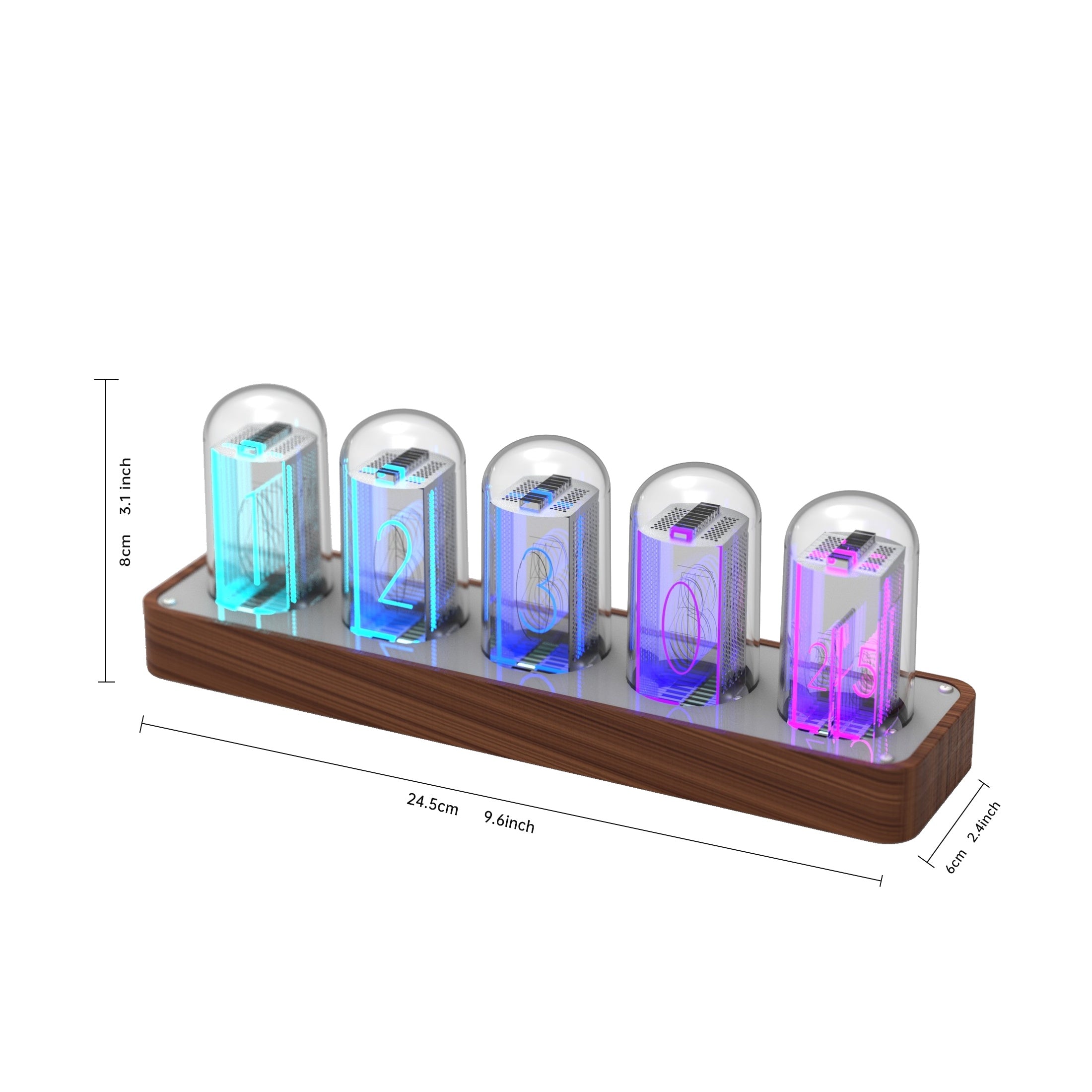 ClocTeck Nixie Tube Clock - Retro Digital Desk Clock, Supports Wi-Fi Time Calibration (Walnut Color)