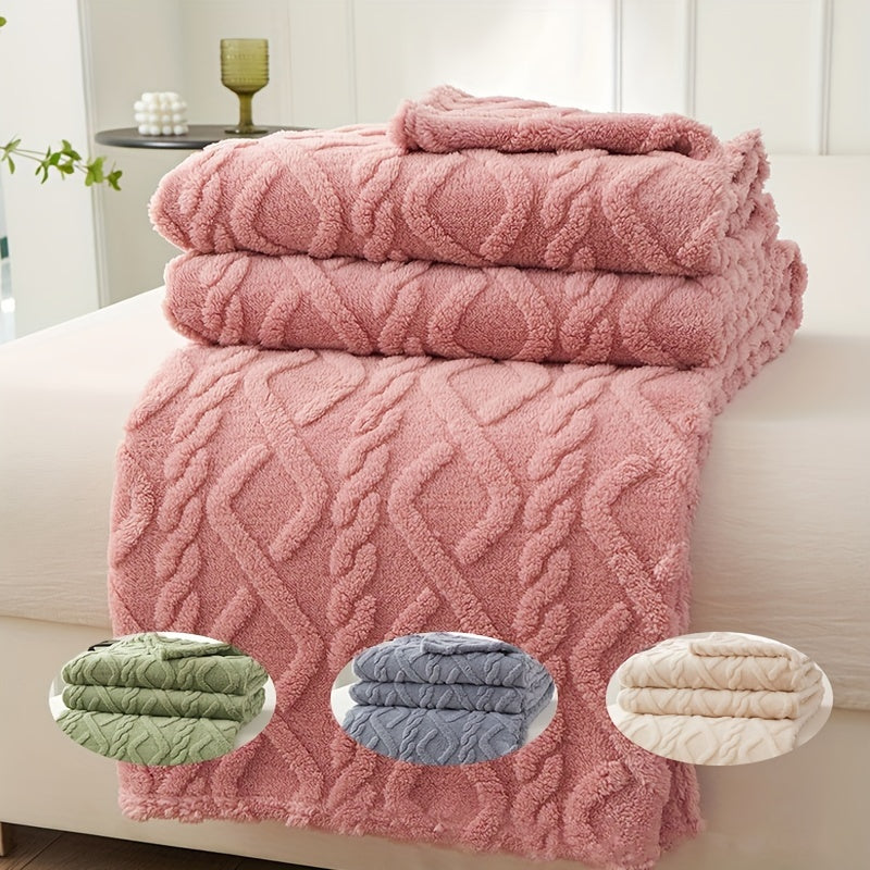 Lamb Fleece Blanket - Soft Warm Multifunctional Flannel Blanket for Bed, Couch, and Travel