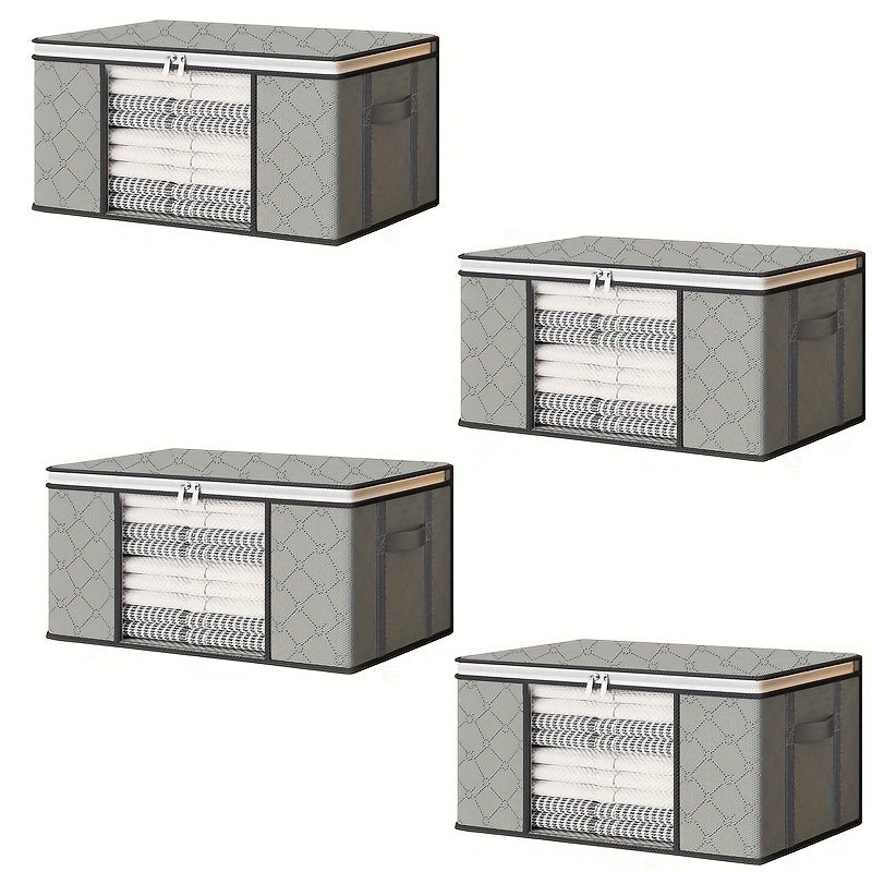 Set di 4 sacchetti pieghevoli per riporre – Grigio con finestra