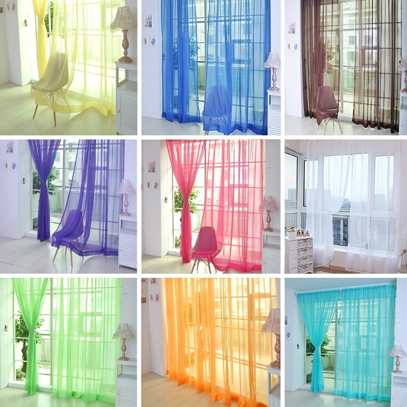 2 Piezas Cortinas de Voile de Flores - 200cm x 100cm Paneles Transparentes para Ventanas con Ojales, Ligero y Lavable