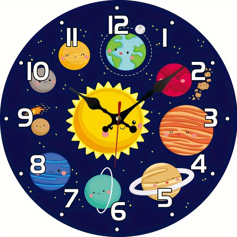 CosmicTime - Reloj de pared del sistema solar silencioso, temporizador decorativo redondo