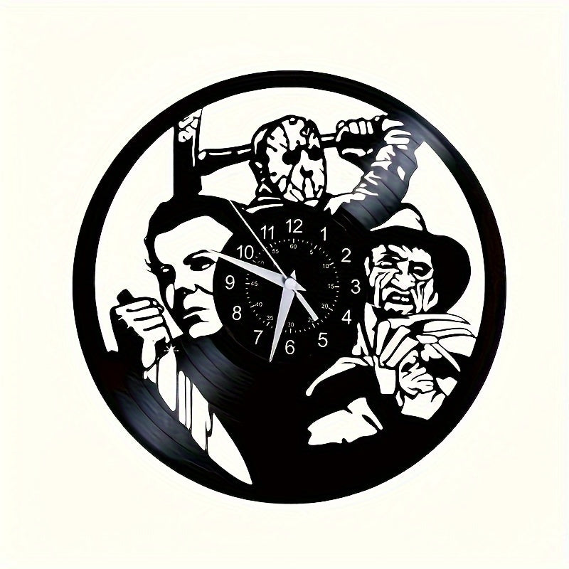 VinylHorror - Style Horror Theme Wall Clock, Vinyl Record