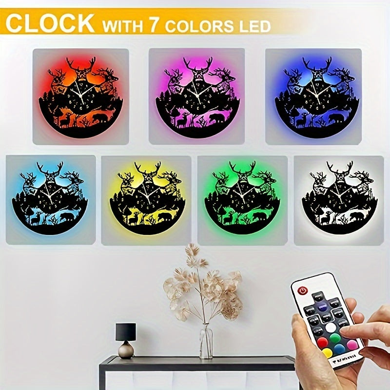 DeerGlow - Reloj de pared de vinilo Ciervo Silencioso