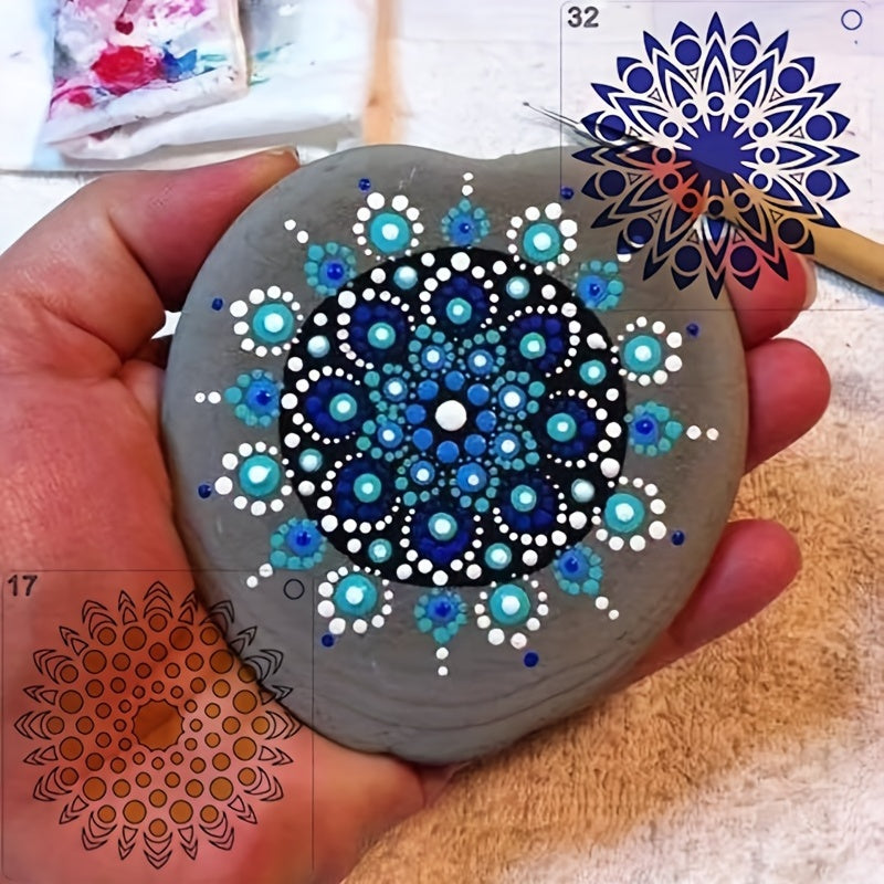 Plantillas de pintura de puntos Mandala de 48 piezas - Perfectas para proyectos DIY en piedra y madera (9.91x9.91 cm)