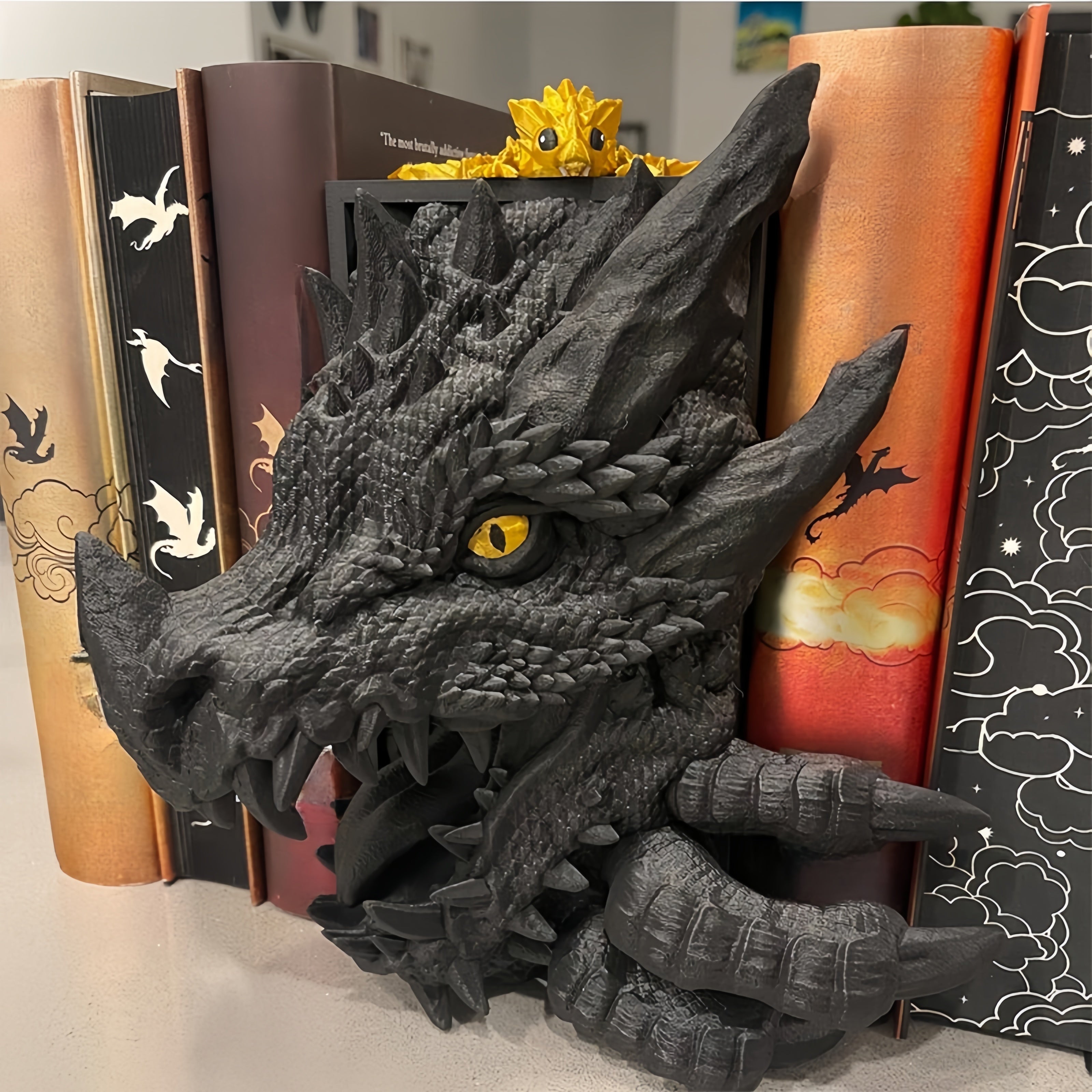 DragonGuard - Fermalibri con design a drago - Decorazione fantasy per interni