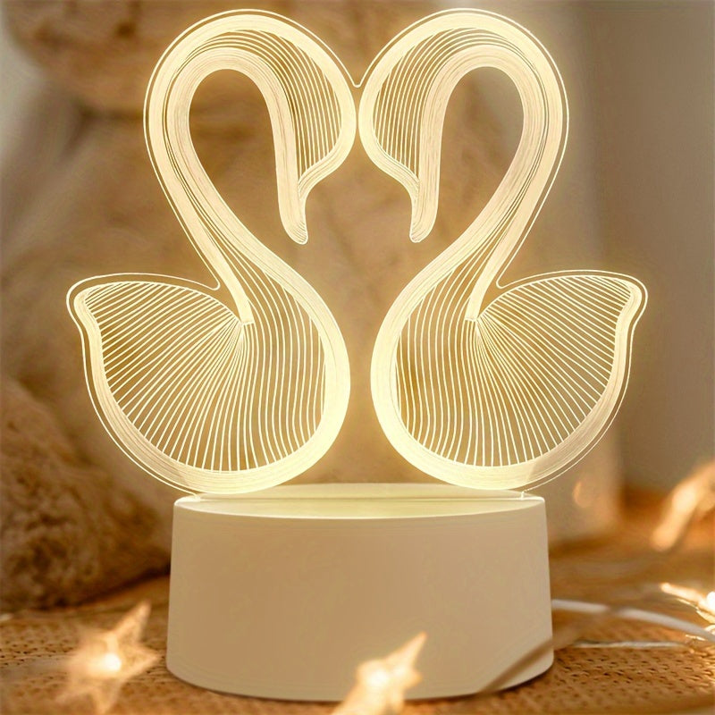SwanLight - Lámpara de mesa LED 3D con marco de acrílico