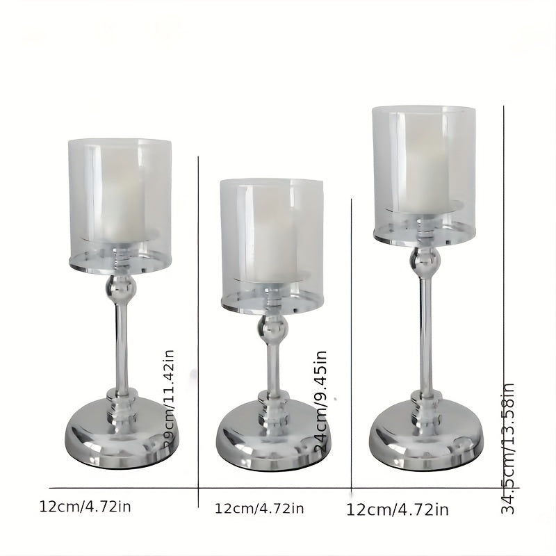 3-delige metalen kandelaar set – Luxe retro stijl, perfect voor bruiloft en tafeldecoratie