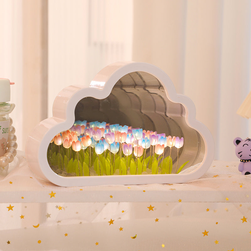 Candeeiro de tulipa - Luz noturna LED com desenho de flor