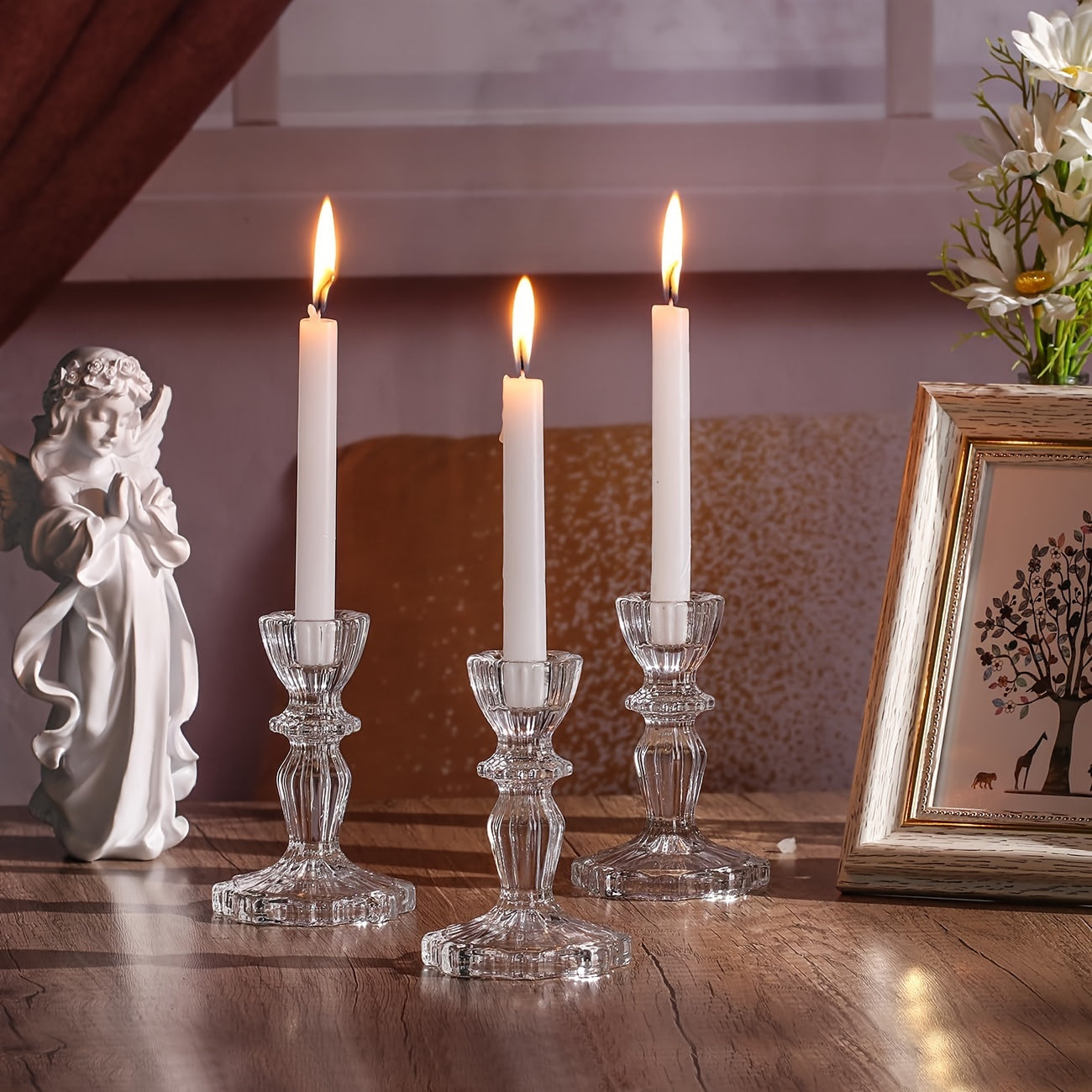 Glazen Kaarshouders Set - Groot, Geschikt Voor Feestdecoratie