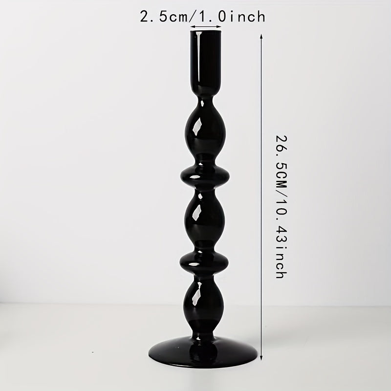 1pc Juego de Candelabros de Vidrio Creativos y Minimalistas - Jarrón de Vidrio Lacado para Decoración de Mesa en Sala de Estar, Comedor y Cena Romántica
