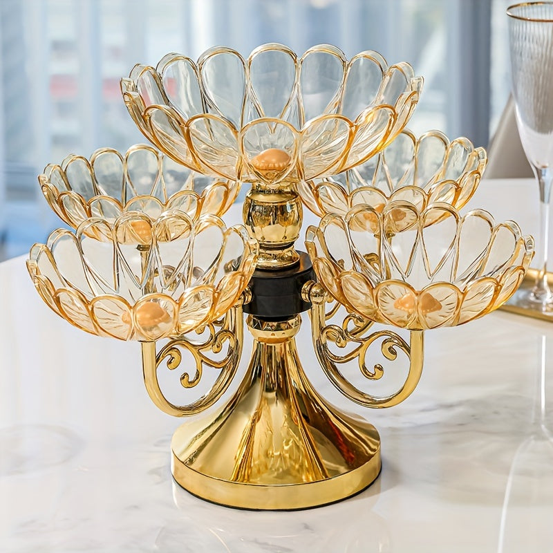 RotaryTier - Elegant Multi-layer Rotating Fruit Bowl for Home Decoration