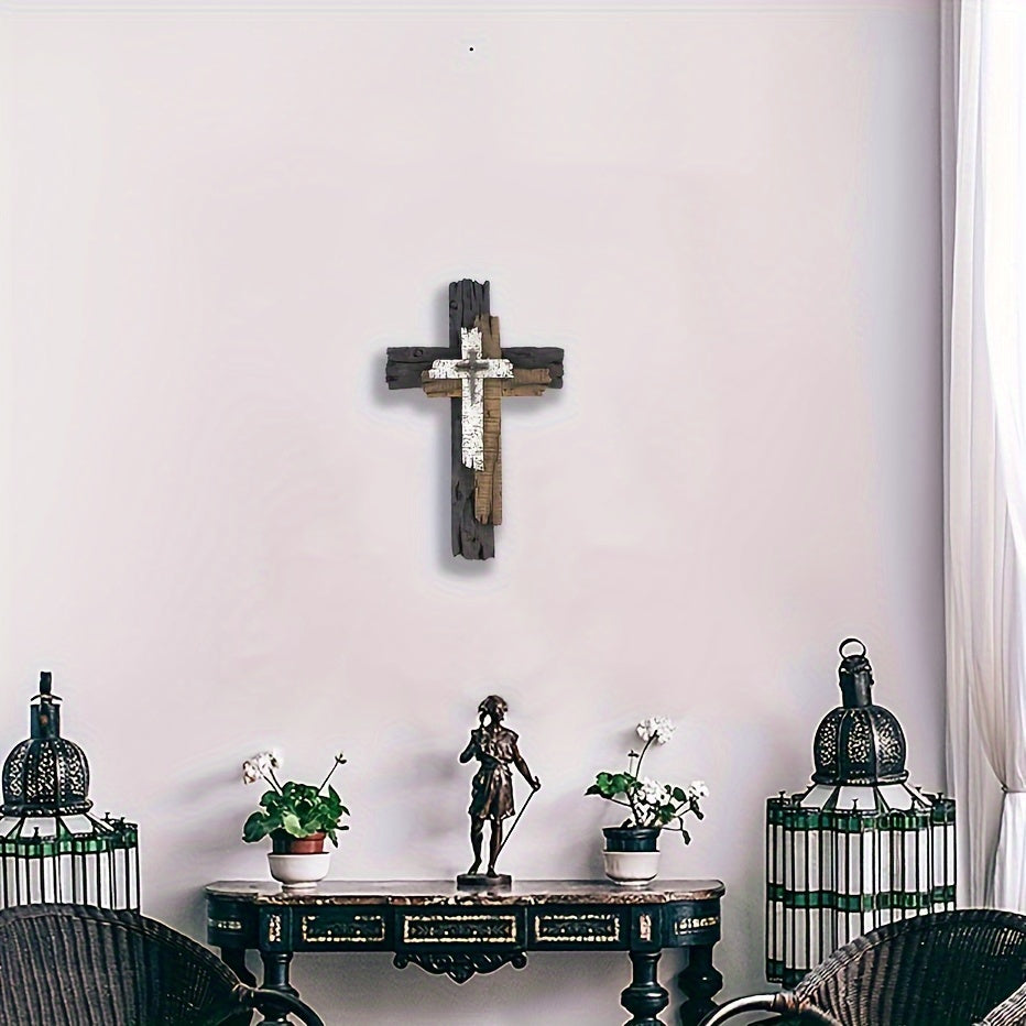 RusticCross - Rustiek Houten Kruis Wandkunst