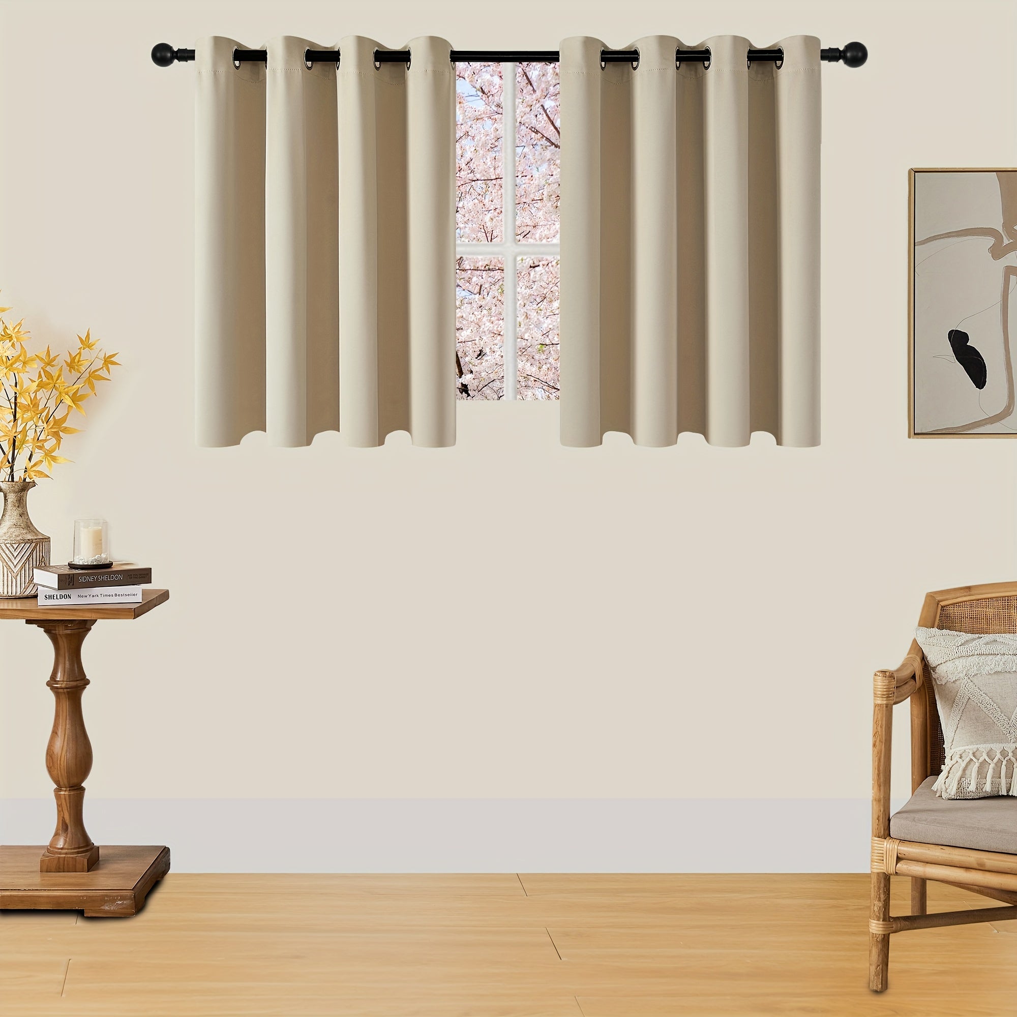 Tende Oscuranti - 2 Pezzi Tende Moderne in Poliestere con Isolamento Termico e Anelli