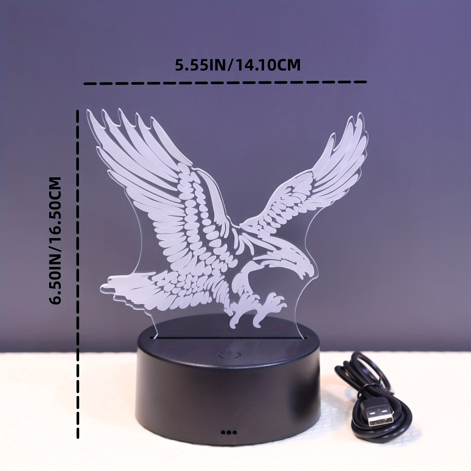 EagleLight - Lámpara nocturna LED 3D con control táctil, lámpara de mesa USB de 7 colores