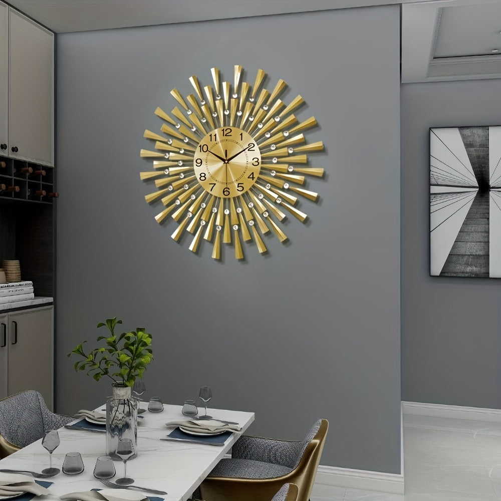 Gran Reloj de Pared Moderno Dorado - Funcionamiento Silencioso para Salón, Dormitorio y Oficina
