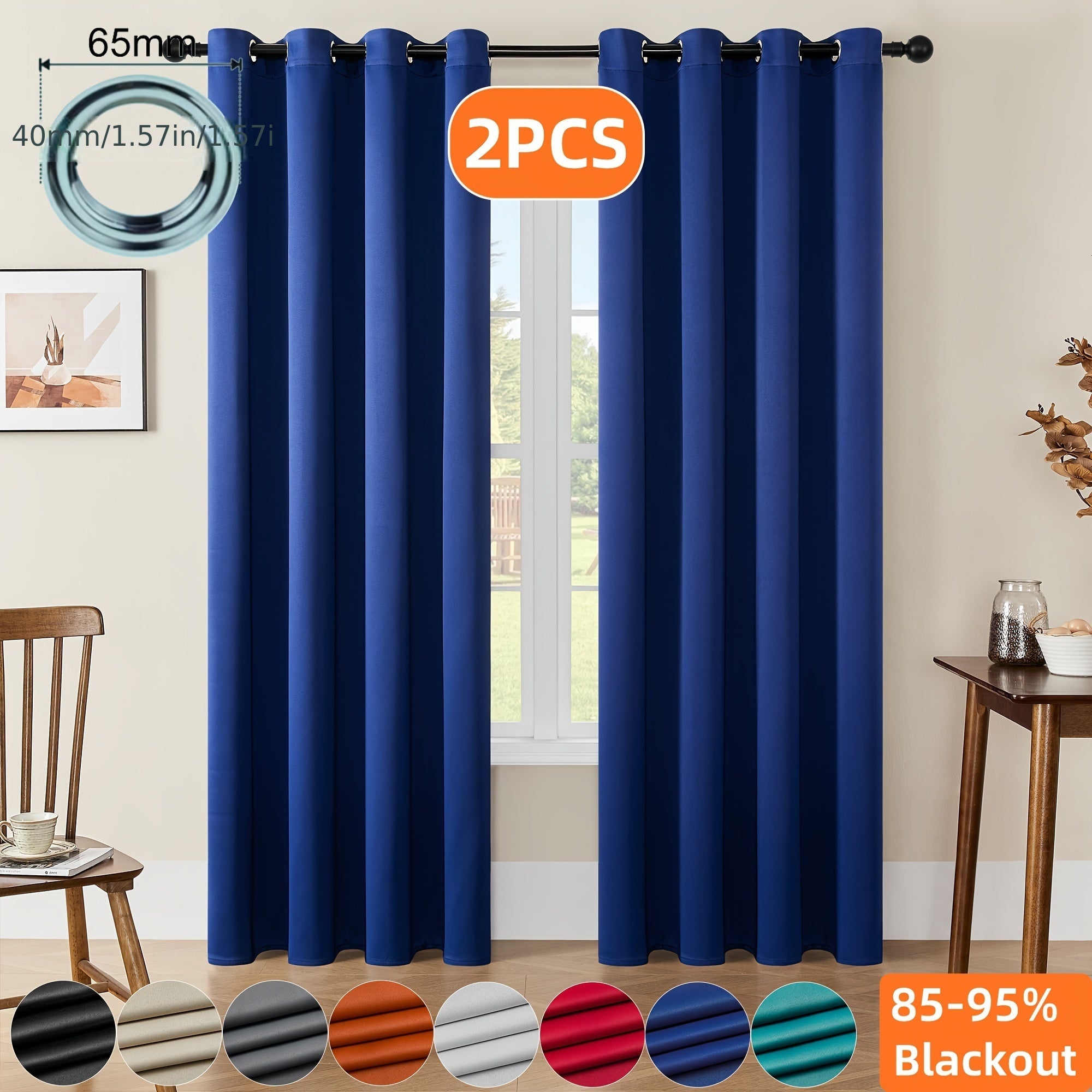 Tende Oscuranti - 2 Pezzi Tende Moderne in Poliestere con Isolamento Termico e Anelli