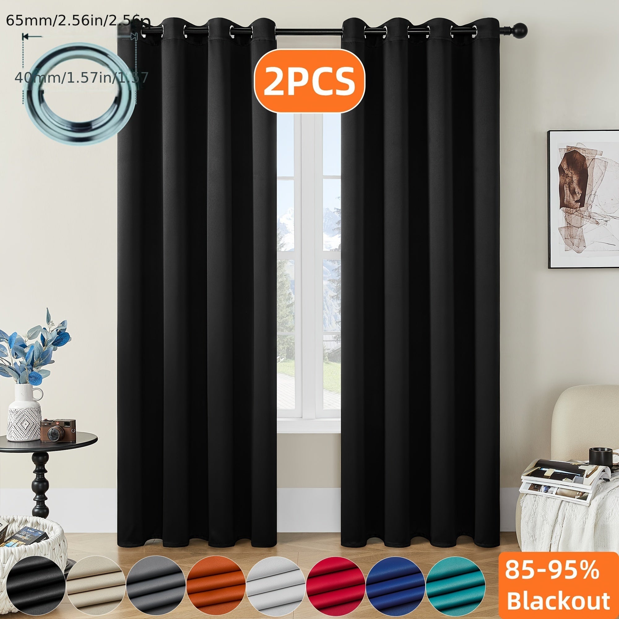 Tende Oscuranti - 2 Pezzi Tende Moderne in Poliestere con Isolamento Termico e Anelli