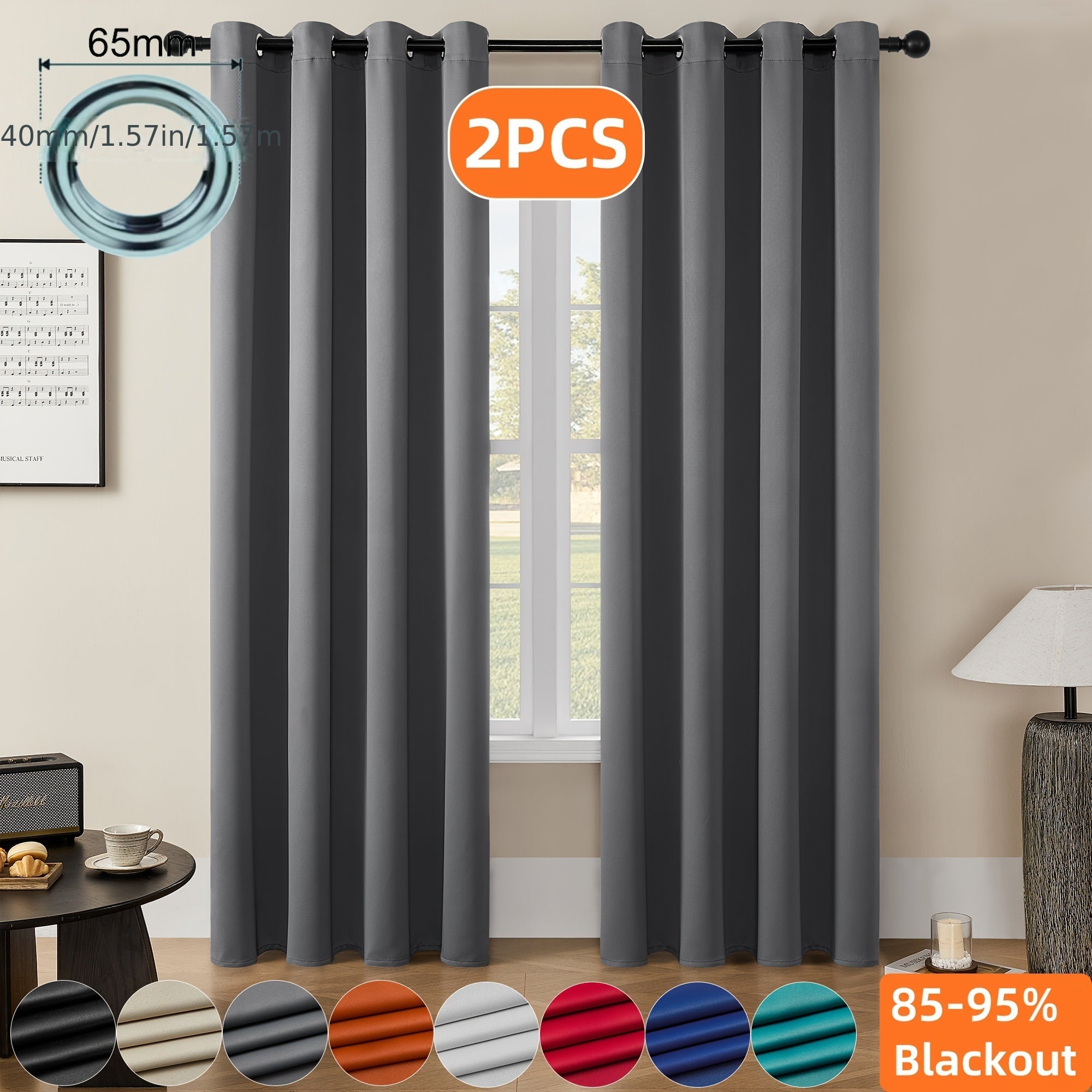Tende Oscuranti - 2 Pezzi Tende Moderne in Poliestere con Isolamento Termico e Anelli