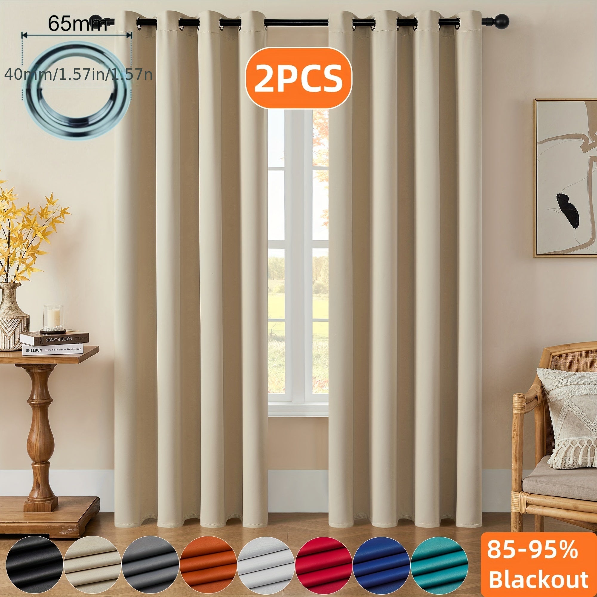 Tende Oscuranti - 2 Pezzi Tende Moderne in Poliestere con Isolamento Termico e Anelli
