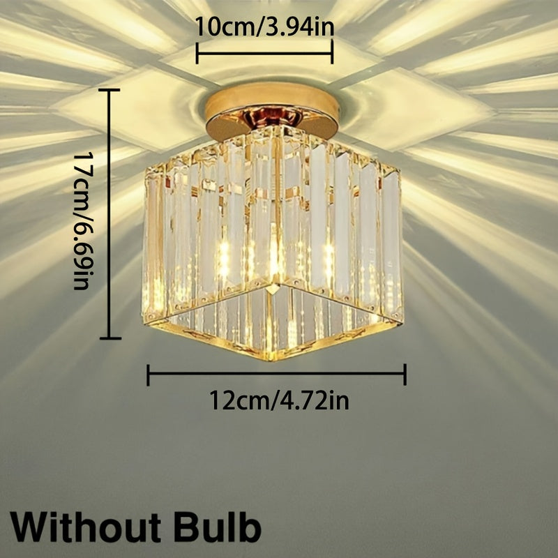 CrystalLuxe - Modern E27 LED Ceiling Lamp, Black Gold with Crystal Glass