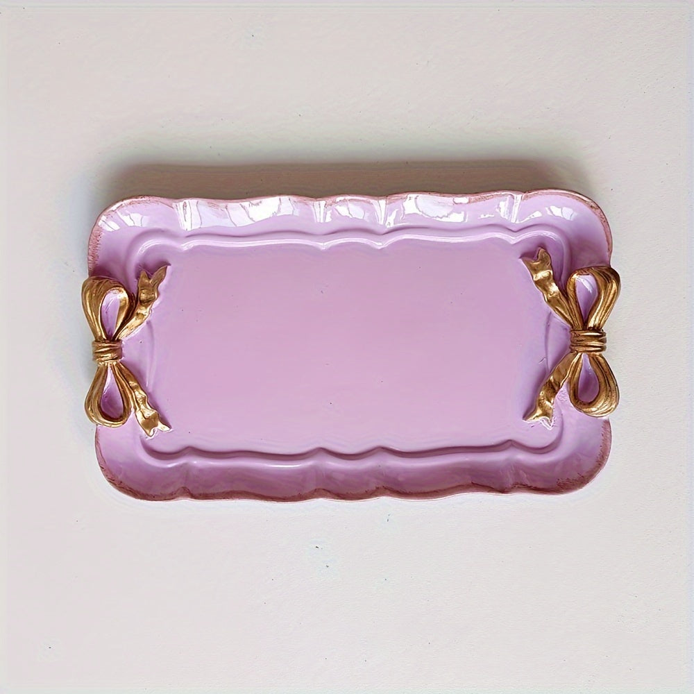 VintageServe-Tavolo da dessert - Vassoio rettangolare in resina per dolci con chiusura a fiocco