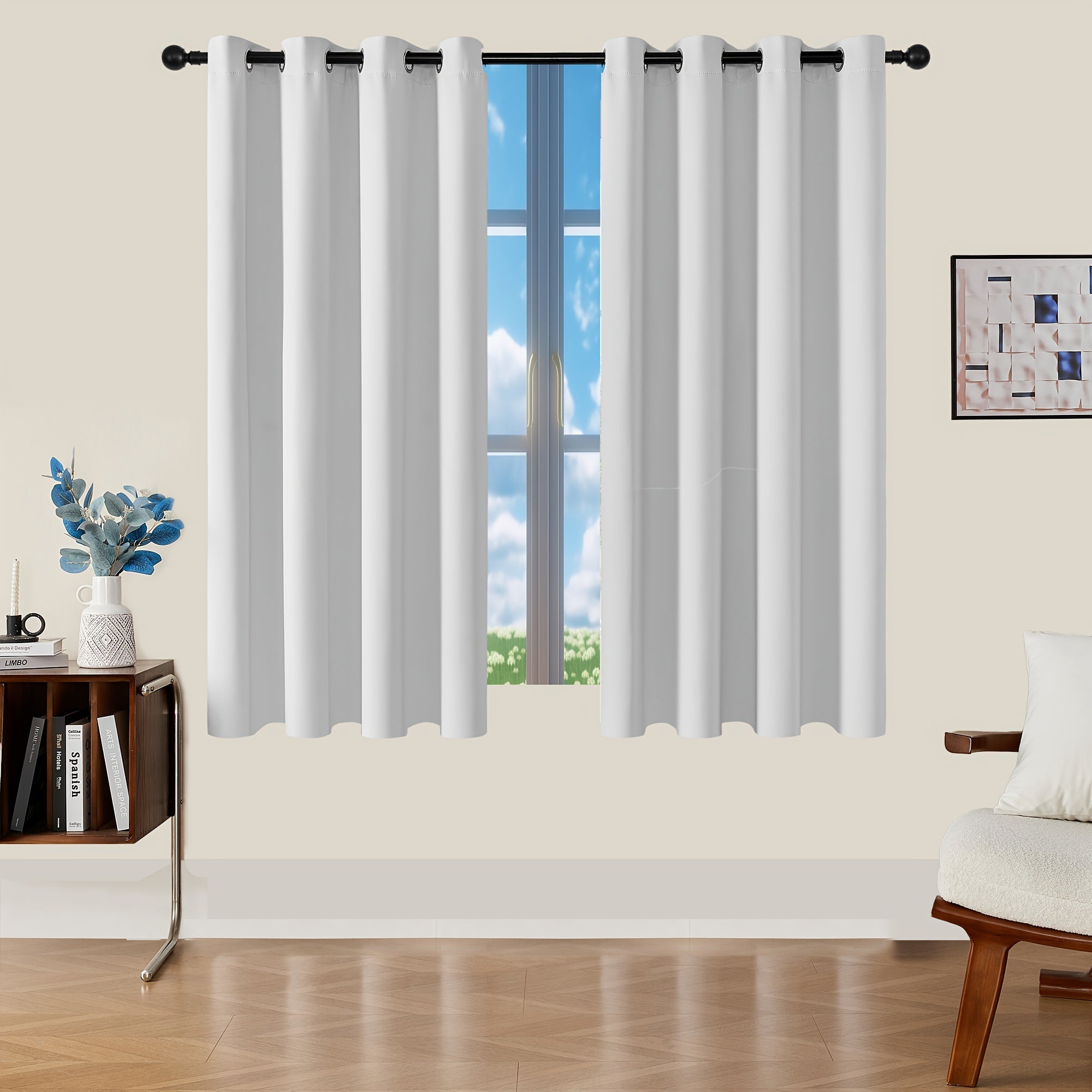 Tende Oscuranti - 2 Pezzi Tende Moderne in Poliestere con Isolamento Termico e Anelli