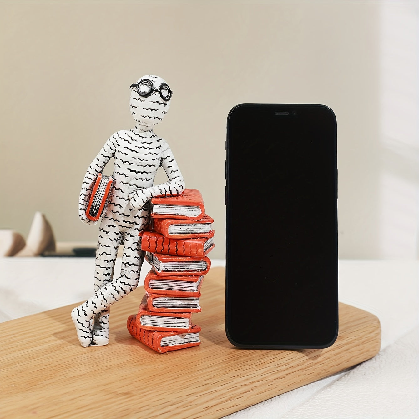 Abstracte Brillen Boekensteun - Resin Beeld voor Bibliotheek en Woonkamerdecoratie