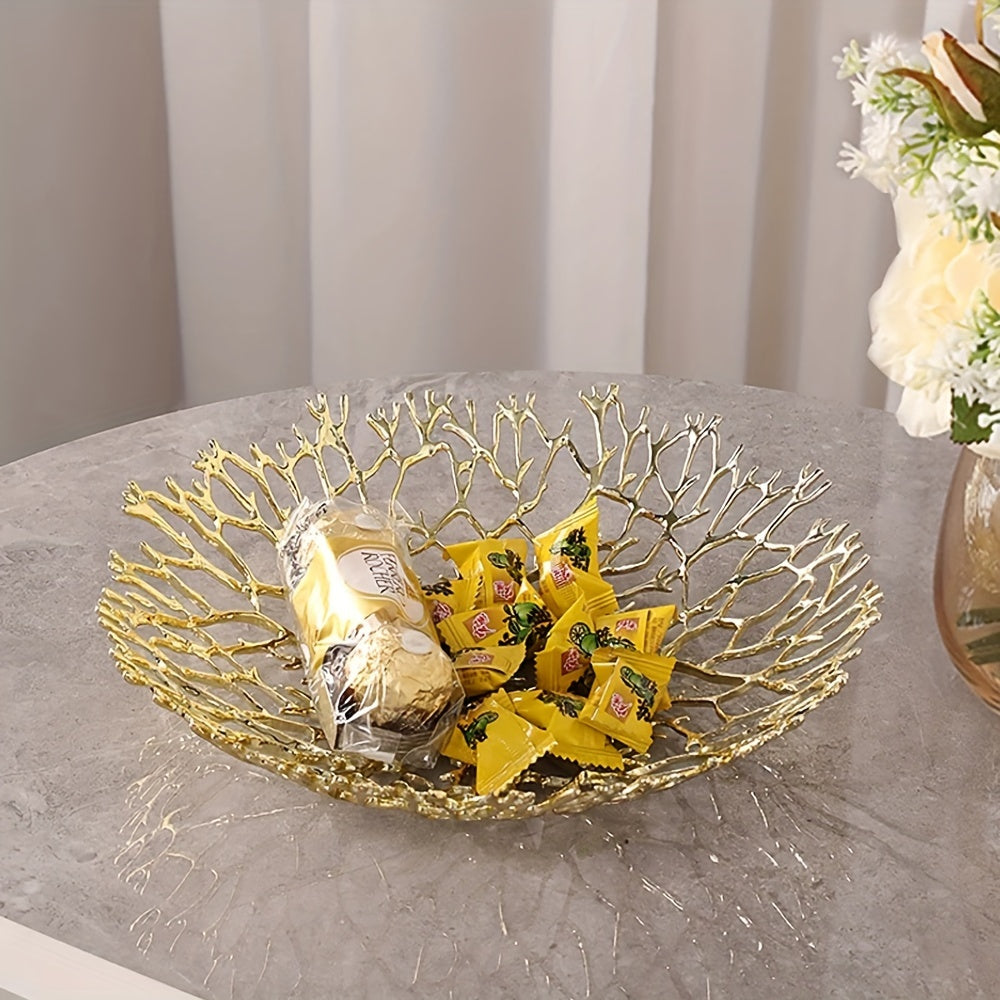 MetalServe-Koraal - Luxe Open Fruitkom voor Huisdecoratie, Salontafel & Eetkamer