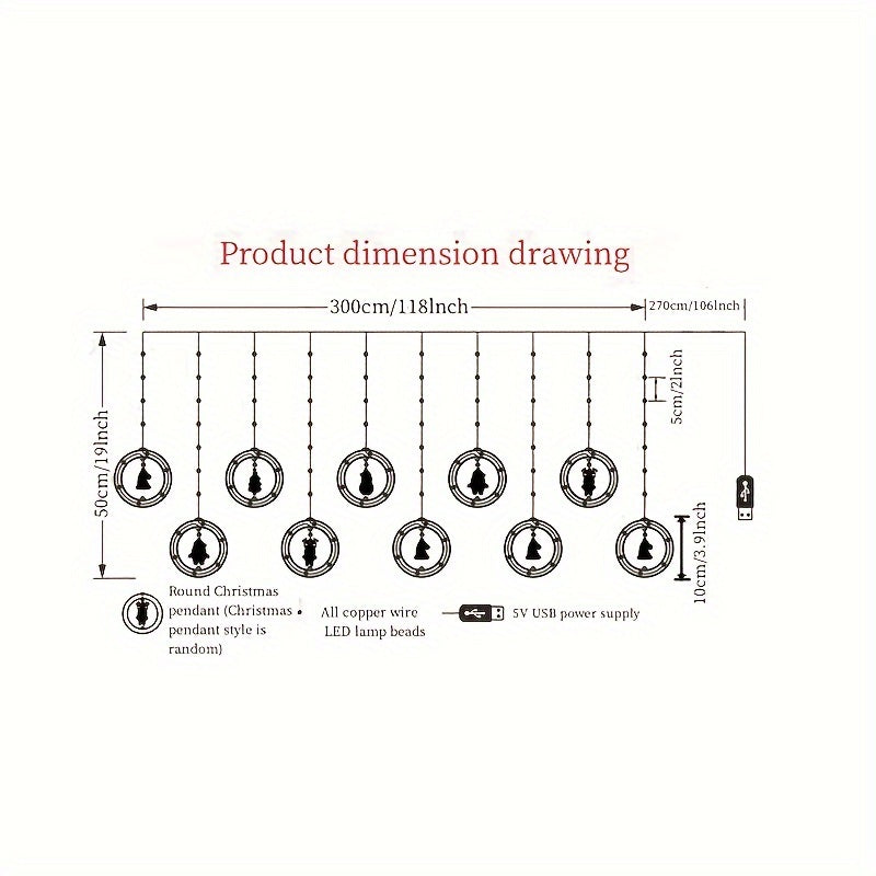Nieuwe kerstverlichting met kerstman-cartoonvorm, hangende raamgordijnverlichting, LED-kleurverlichting, raamdecoratie, sterrenlicht, USB-interface, Halloween-cadeau.