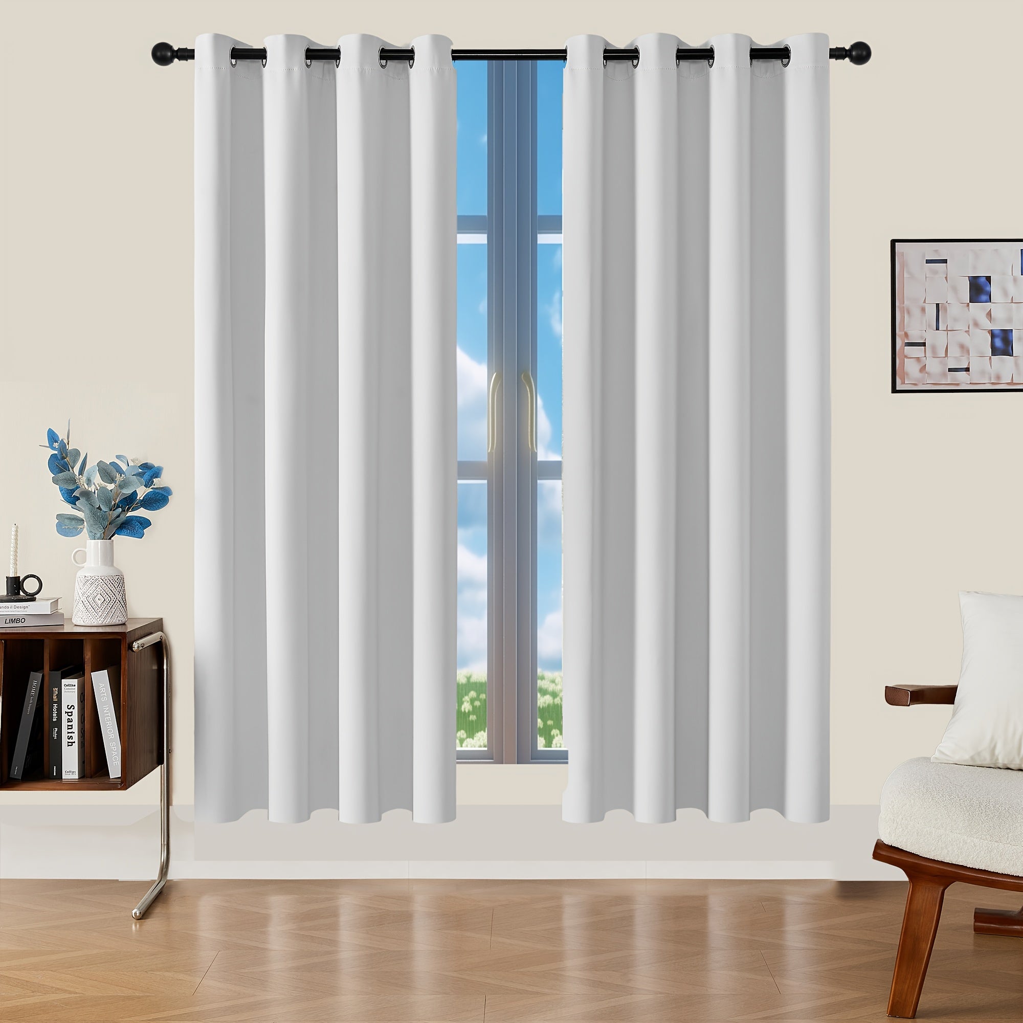 Tende Oscuranti - 2 Pezzi Tende Moderne in Poliestere con Isolamento Termico e Anelli