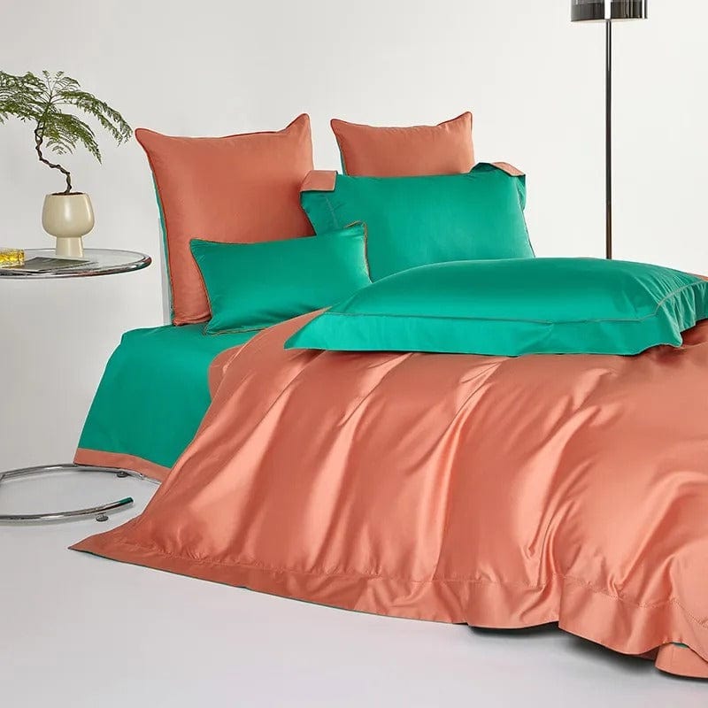Dream Orange Green Duvet Cover Set - Egyptian Cotton