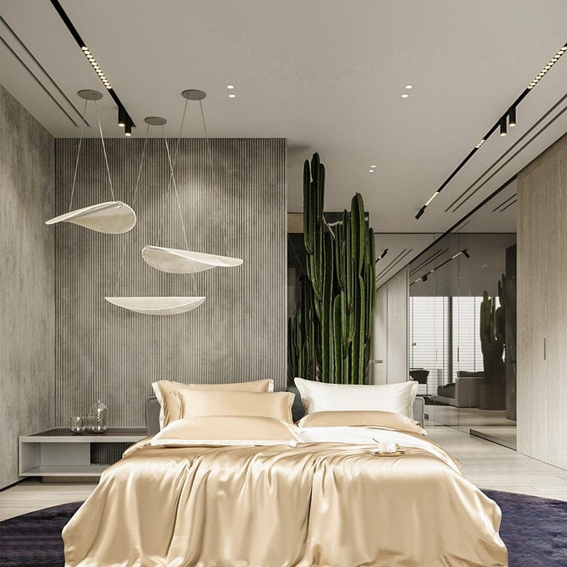 Set di biancheria da letto in seta di gelso Champagne Premium