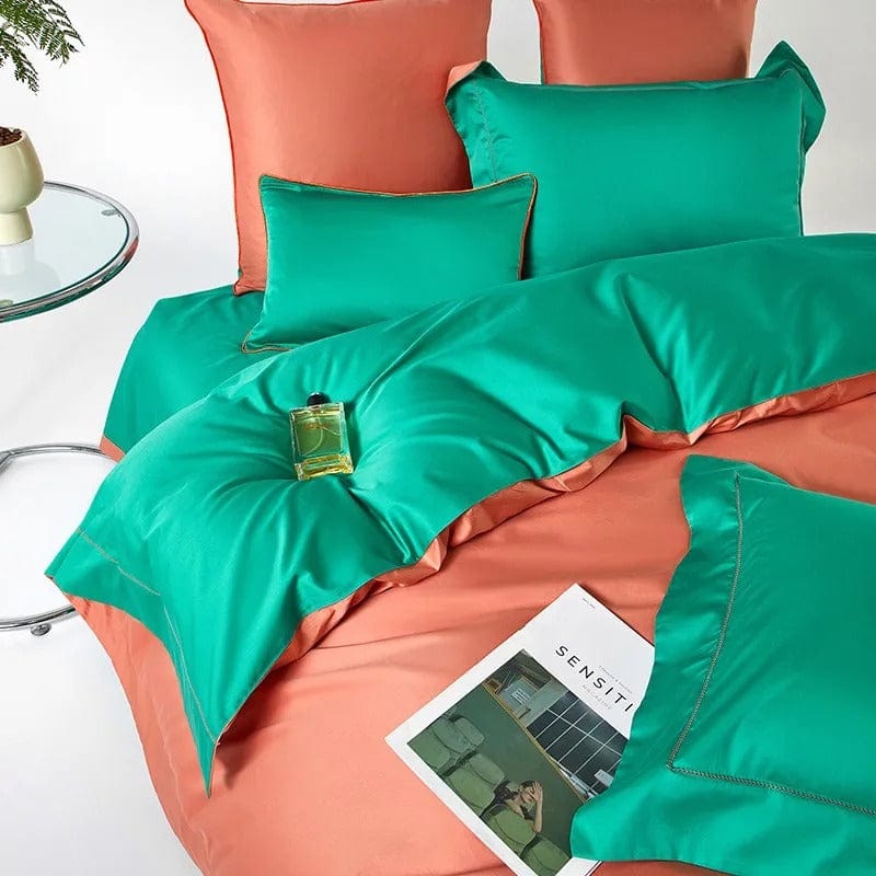 Dream Orange Green Duvet Cover Set - Egyptian Cotton