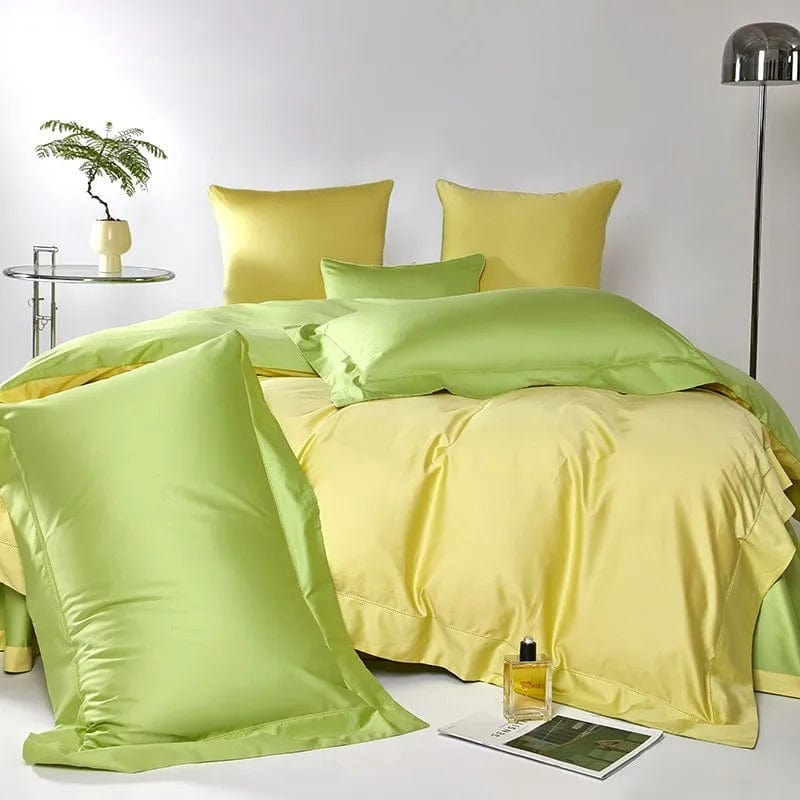 Juego de funda nórdica Dream amarillo verde (algodón egipcio)