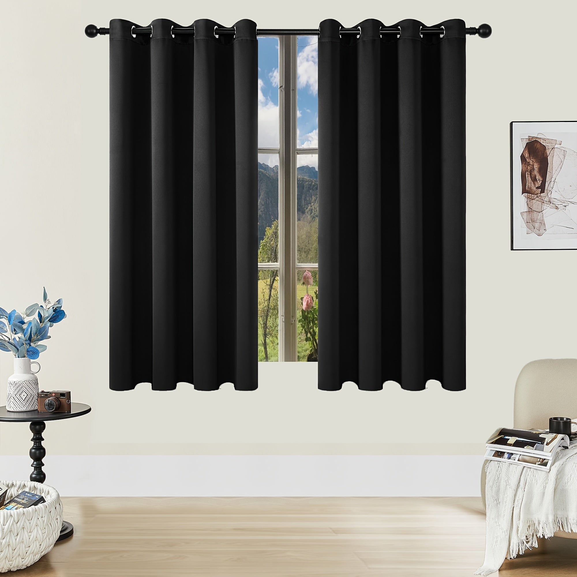 Tende Oscuranti - 2 Pezzi Tende Moderne in Poliestere con Isolamento Termico e Anelli