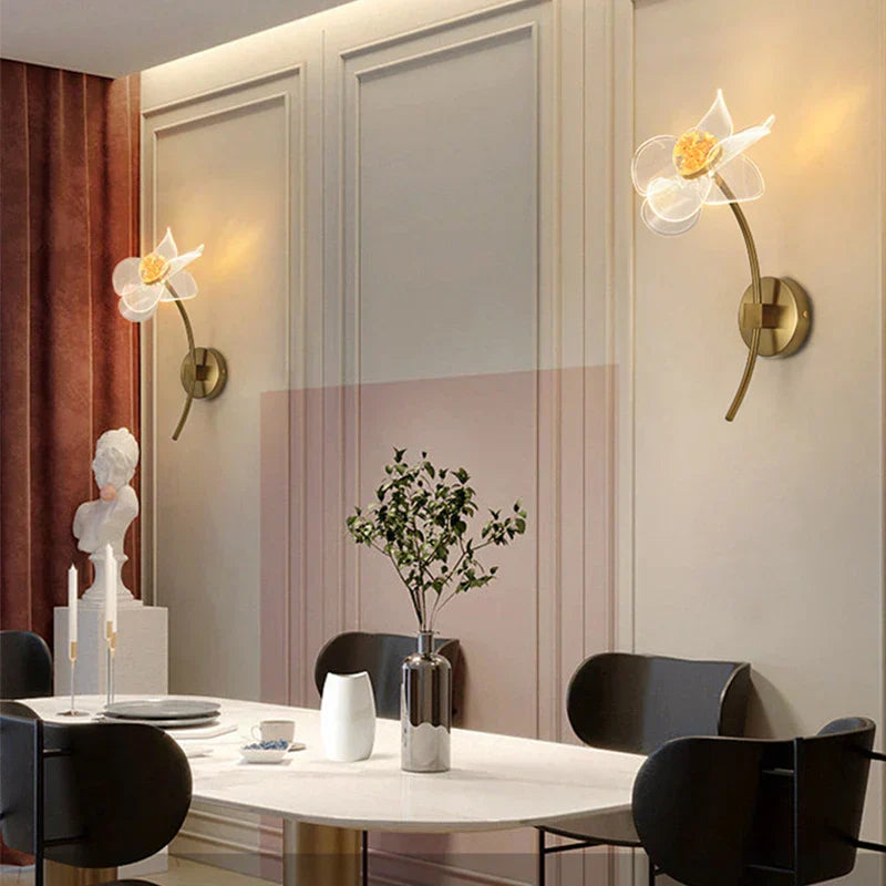 BloomGlow - Moderne Bloem Wandlamp met LED Verlichting