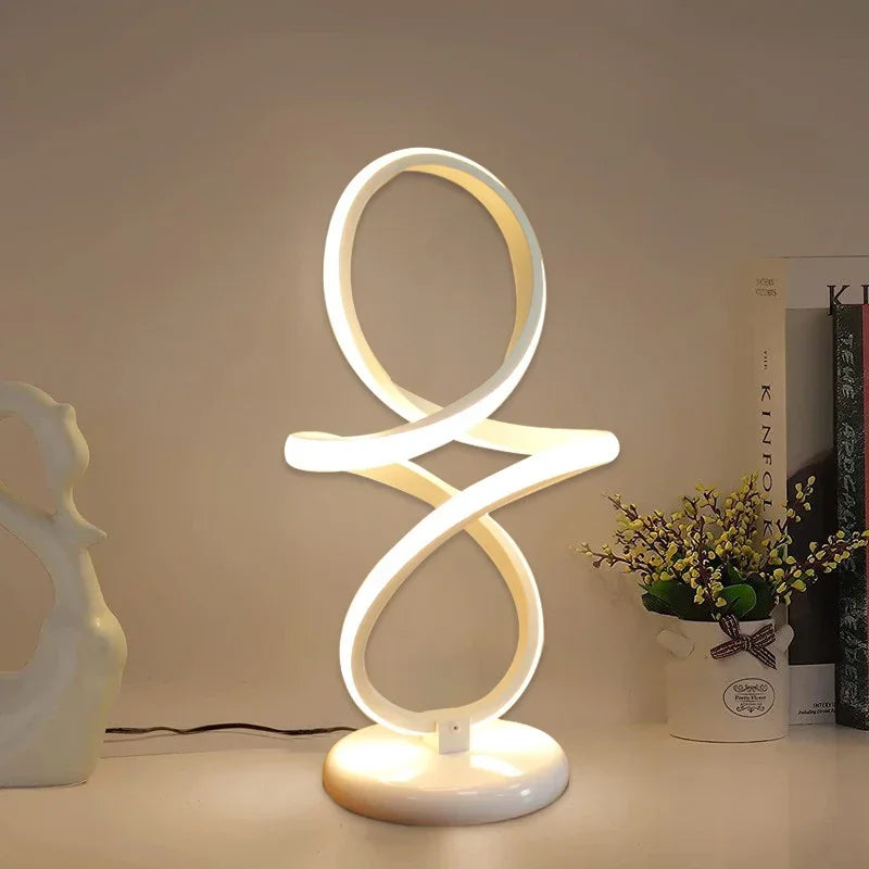LumiGlow - Lámpara de mesa LED minimalista | Lámpara de escritorio moderna regulable con conexión USB