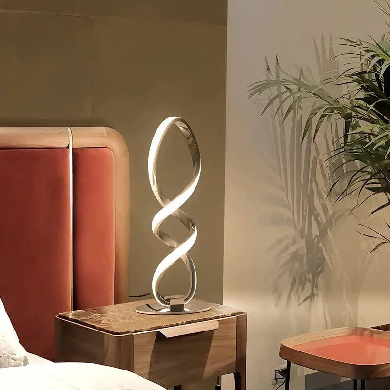 LumiGlow - Lámpara de mesa LED minimalista | Lámpara de escritorio moderna regulable con conexión USB