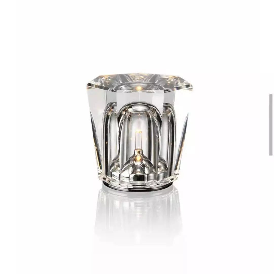 CrystalGlow - Lámpara de mesa de cristal inalámbrica con iluminación LED
