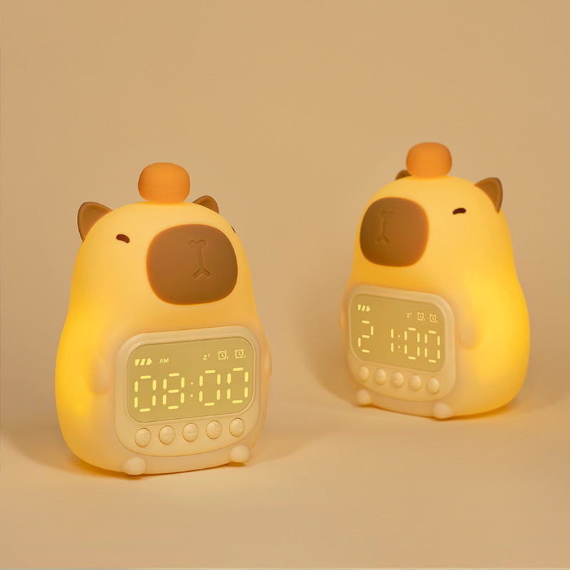CapyGlow – Schattige Capibara Nachtlamp met LED en Wekker voor Kinderen