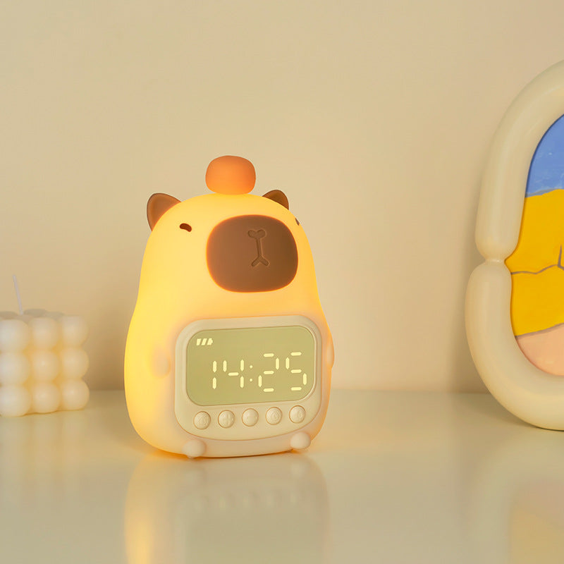 CapyGlow – Schattige Capibara Nachtlamp met LED en Wekker voor Kinderen