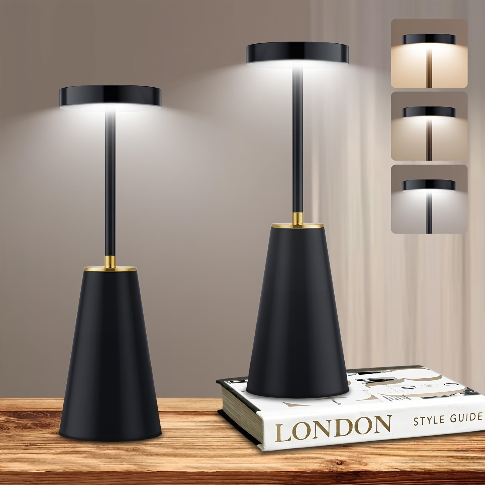 LumiTouch - Lámpara de mesa LED moderna con función táctil regulable | Inalámbrica y eficiente energéticamente